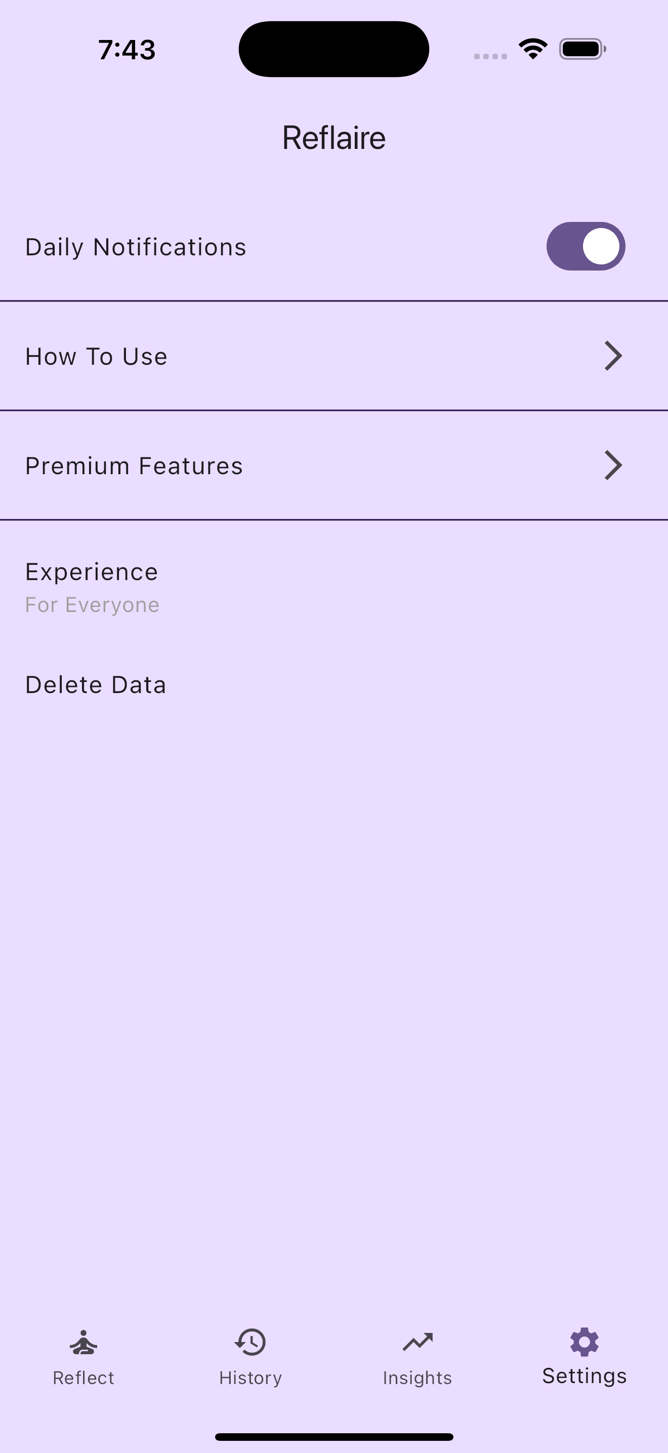 Weekly progress screen